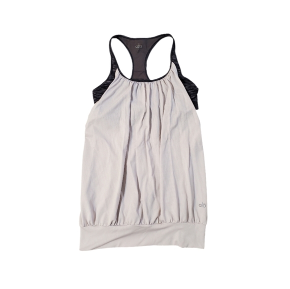 Alo Yoga Women's Bone White Space Dye Gray Sports Bra Tank Top Small - Picture 1 of 7
